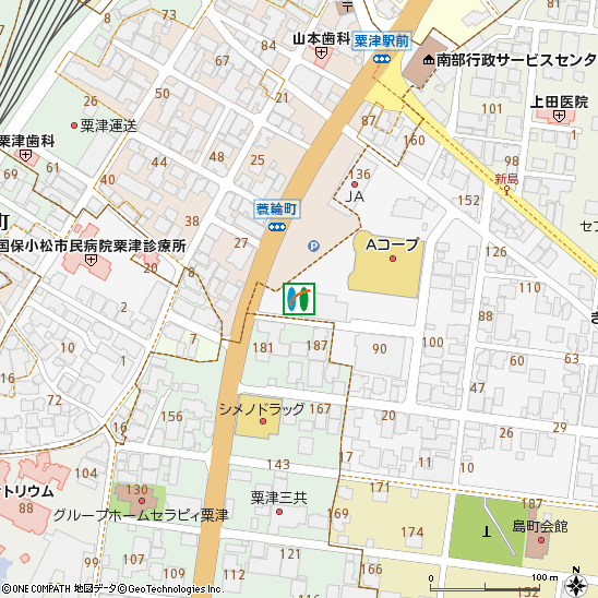 粟津駅前支店付近の地図